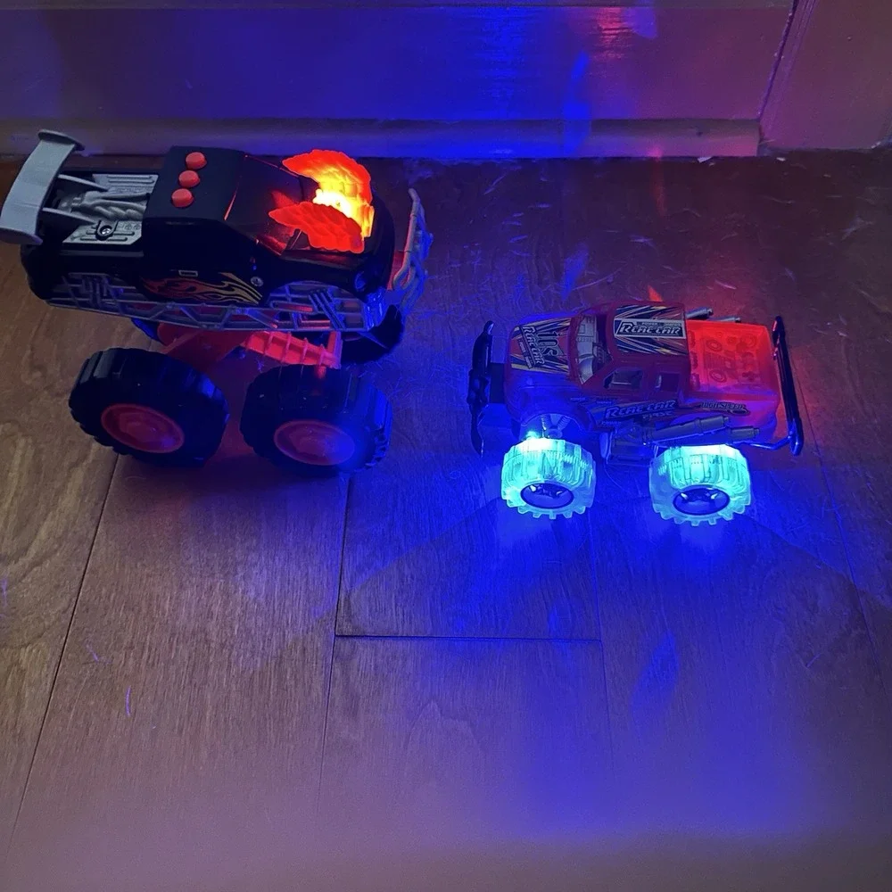 Monster Truck Lot of 4 Vehicles Light Up Body Action Fun Group 6-9 Inches Long